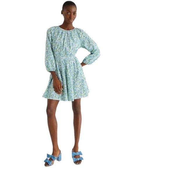 J. Crew Palermo smocked-waist mini dress in Liberty® Thorpe Hill fabric Small - Picture 2 of 12
